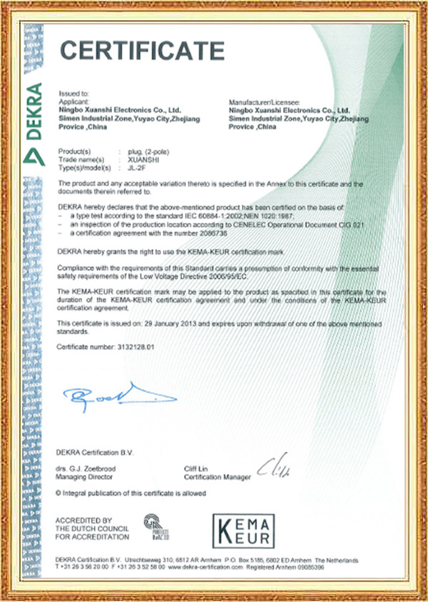 Certificato KEMA