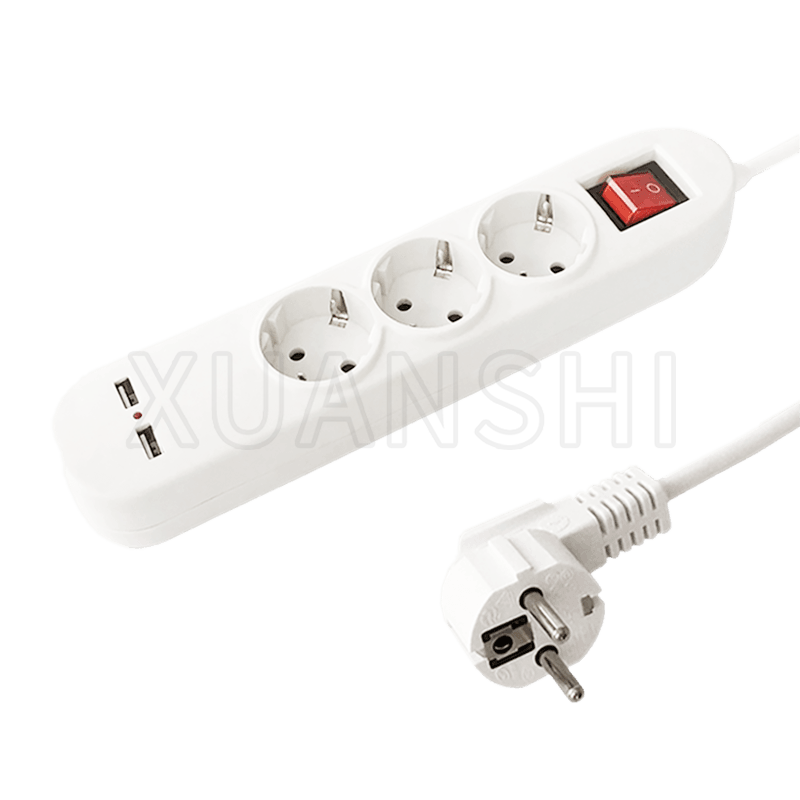 Ciabatta europea a 3 vie con 2 USB e interruttore JL-3,XS-XBDK30U